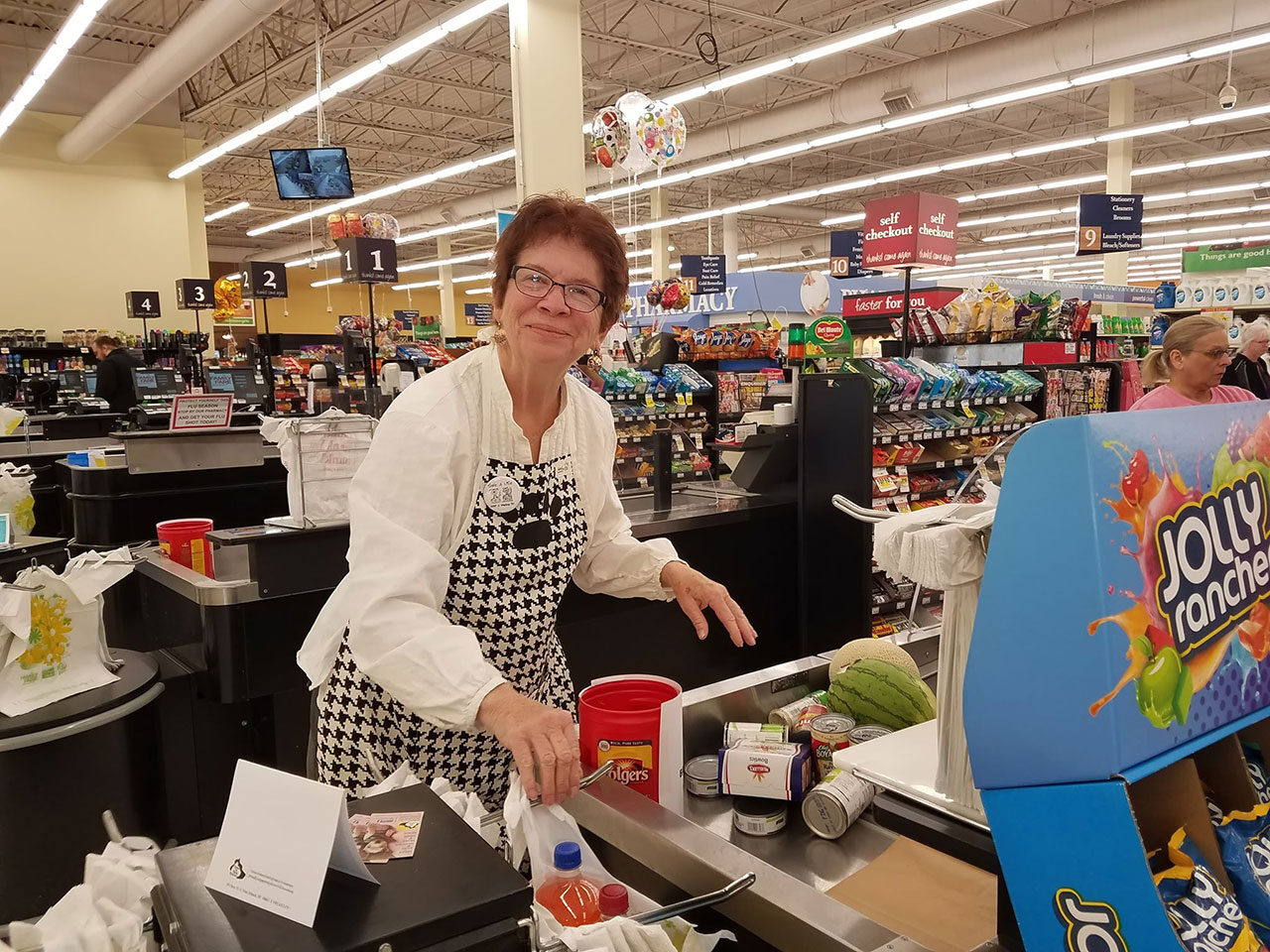 Showing off her mad bagging skills!